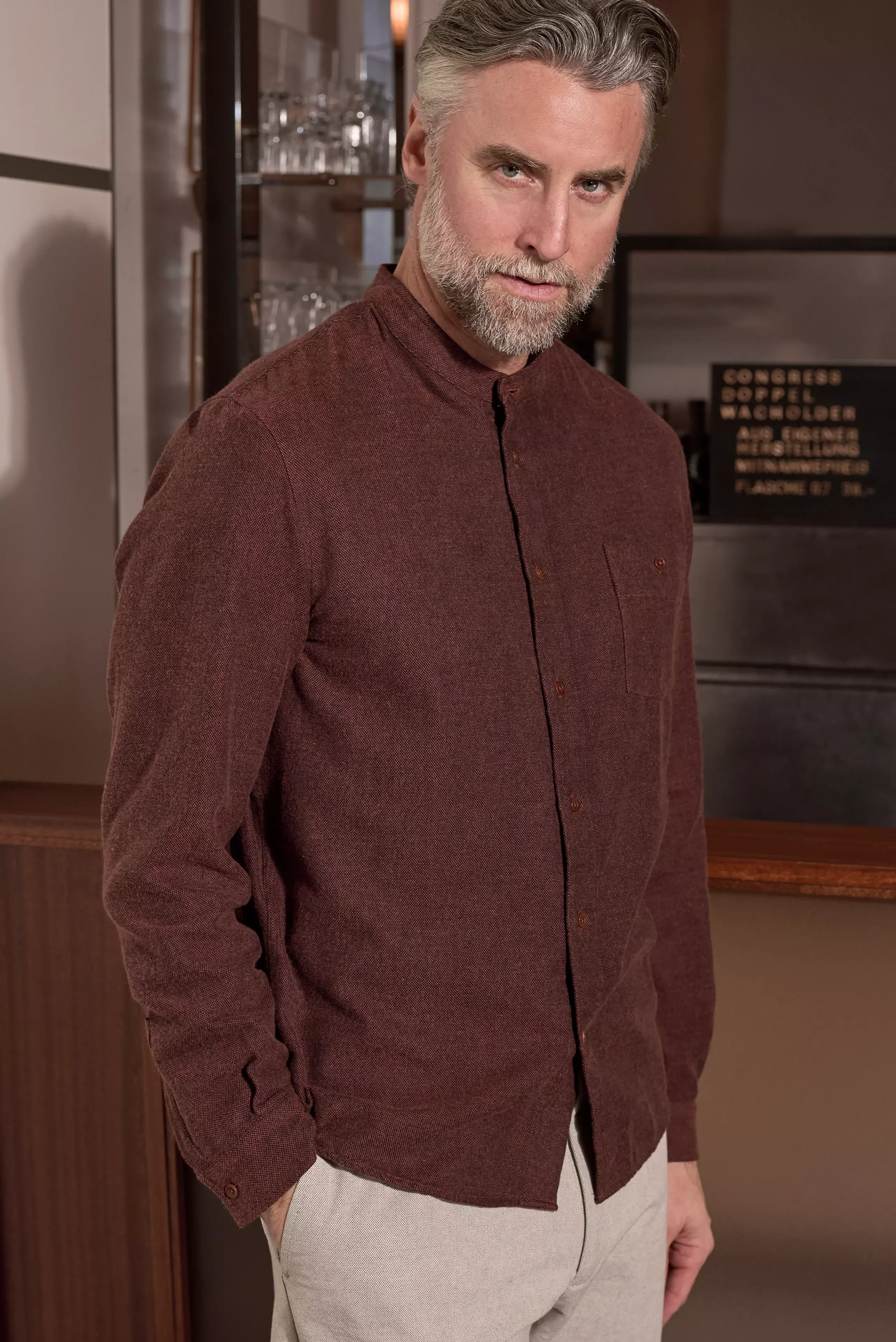 About Companions Nathan Eco Flannel Brick Shirt Hemd dunkelrot